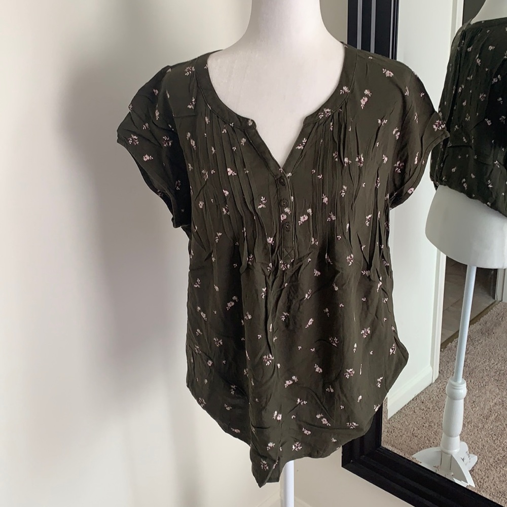 Olive green peasant top
